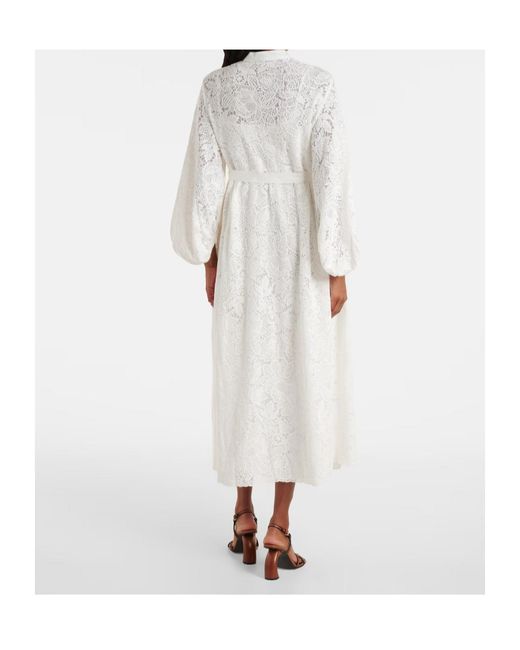 Erdem White Embroidered Cotton Lace Midi Dress