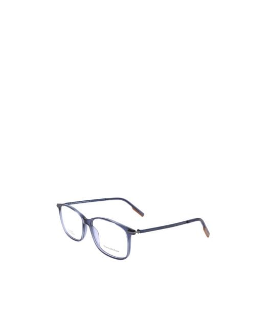 Zegna White Rectangular Frame Glasses for men