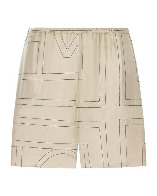 Totême Natural Totême Monogram-Print Satin Shorts