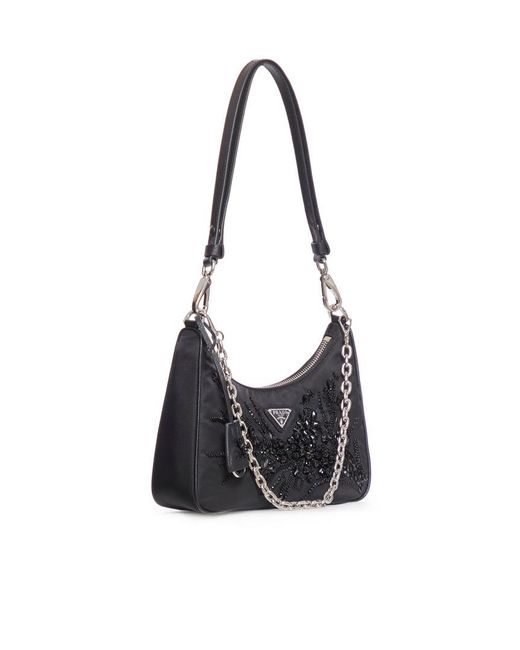 Prada White Embellished Zipped Shoulder Bag