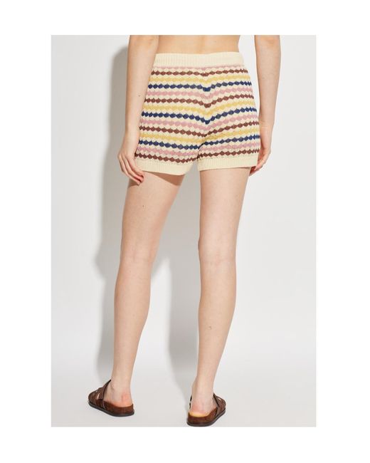 Zimmermann Natural Zim Awaken Scallop Knit Short Multi Stripe