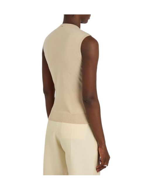 Sportmax Natural Crystal-Embellished Fine-Knit Top