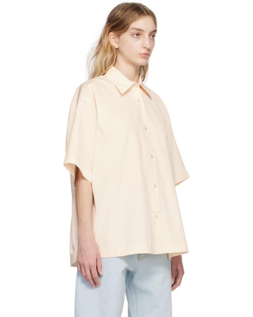 Studio Nicholson White Lapel Short-Sleeved Shirt