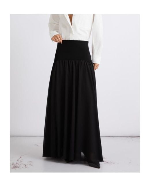 Marella Black Flared Georgette Skirt