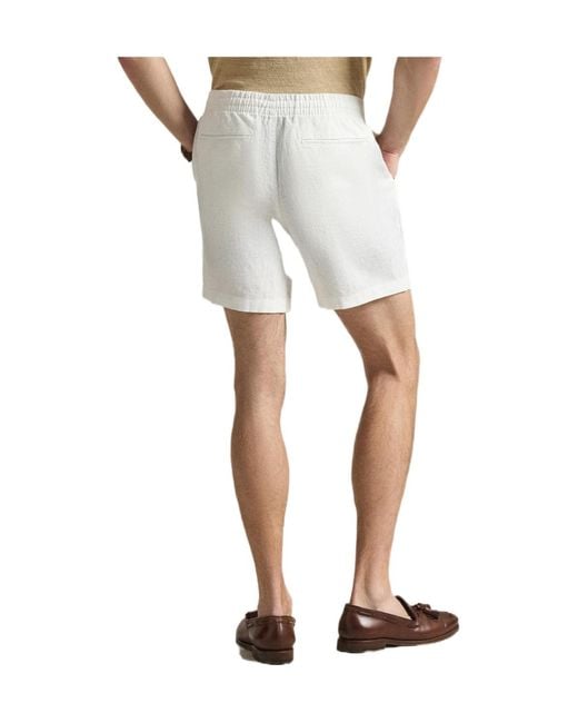 Polo Ralph Lauren White Ralph Lauren Drawstring Linen Shorts for men