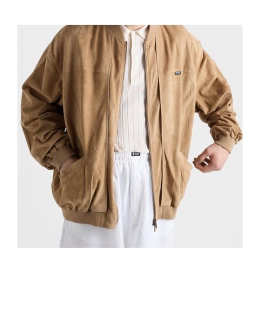 Prada Brown Suede Bomber Jacket for men