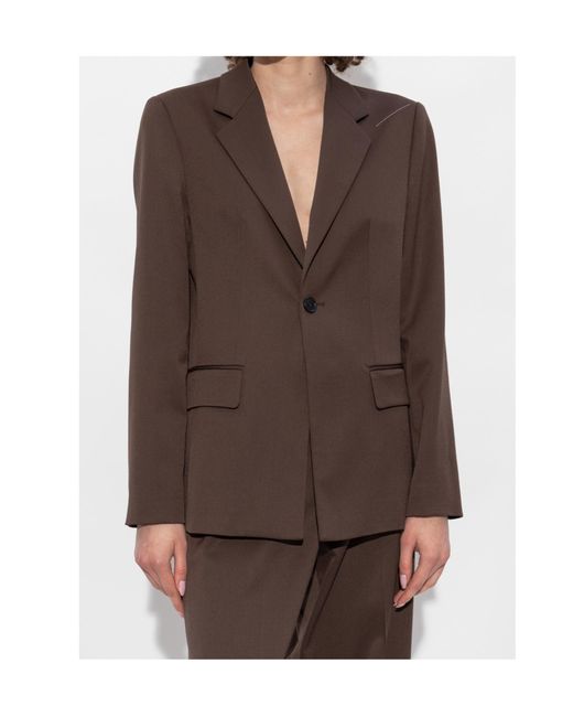 MM6 by Maison Margiela Brown Cut-Out Detailed Buttoned Blazer