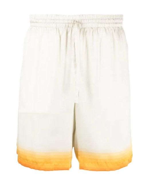 Casablanca White Place Vendome Silk Shorts for men