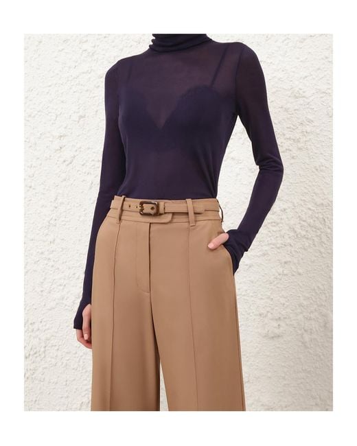 Zimmermann Blue Fine Knit Roll Neck Top