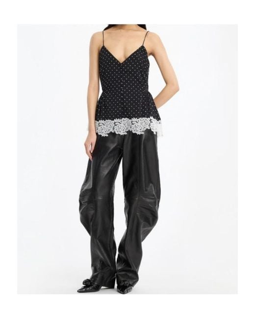 ROTATE BIRGER CHRISTENSEN Black High-Waist Leather Pants