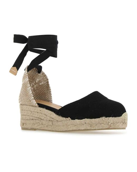 Castaner Black Castañer Round Toe Wedge Espadrilles