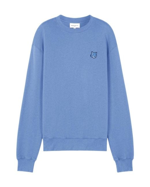 Maison Kitsuné Blue Maison Kitsuné Fox Head Patch Crewneck Sweatshirt for men