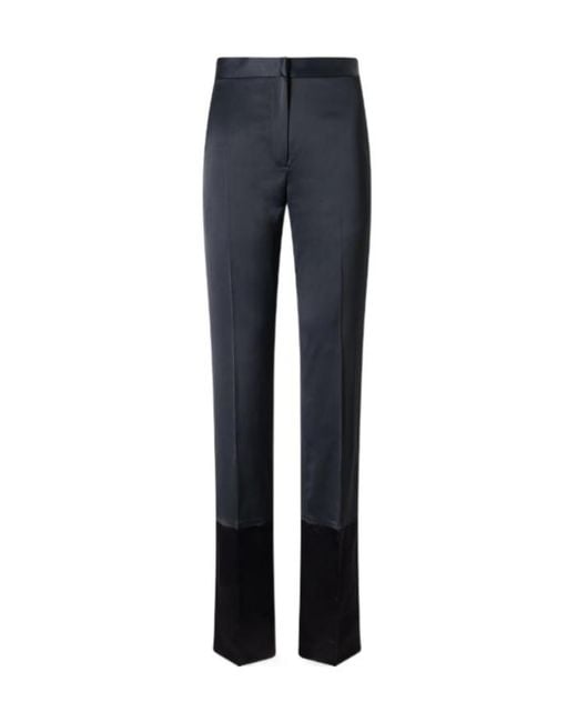 Sharon Wauchob Blue Paneled Satin Straight-Leg Pants