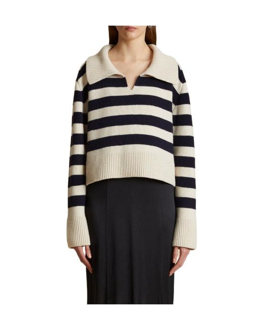 Khaite Blue Franklin Striped Knitted Jumper