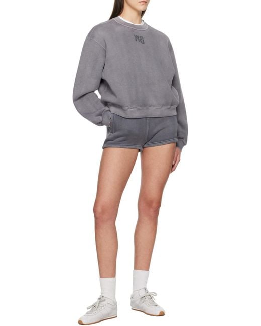 T By Alexander Wang Blue Logo Embossed Crewneck Sweatshirt