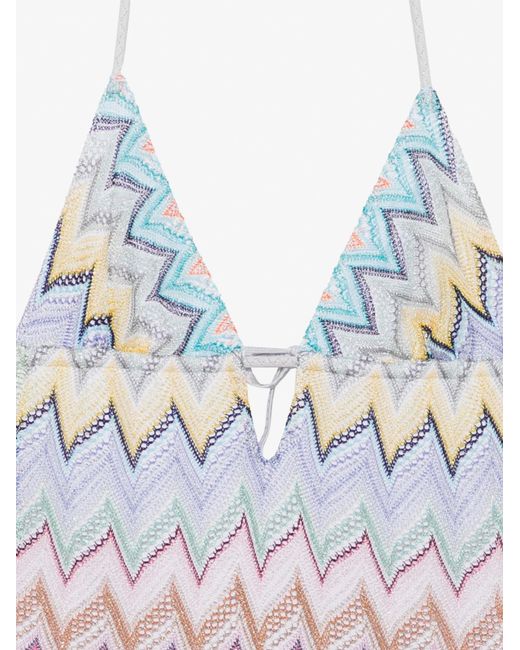 Missoni White Zigzag Halterneck Swimsuit