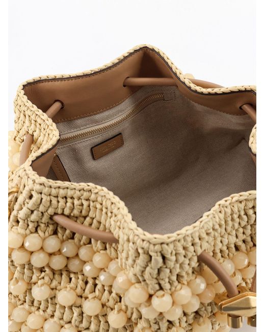 Jimmy Choo Natural Bon Bon Beaded Shoulder Bag