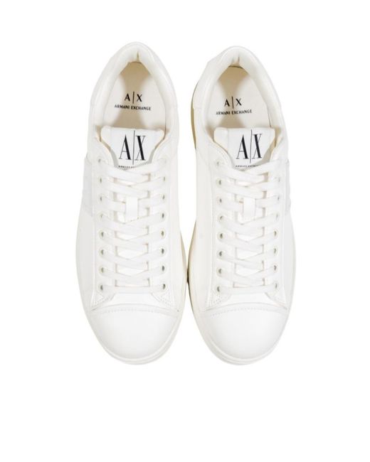 ARMANI EXCHANGE White Round-Toe Low-Top Casual Shoes for men