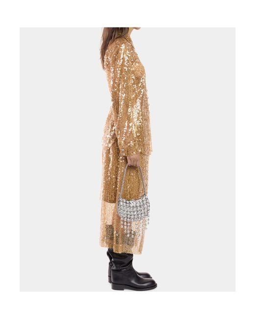 Rabanne Natural Sequin-Embroidered Shirt