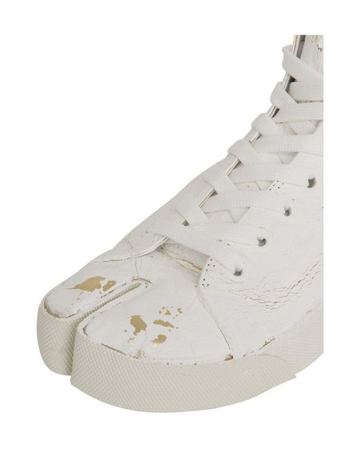 Maison Margiela White Splatter Effect High-Top Sneakers