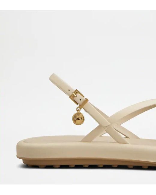 Tod's White Cross-Strap Flat Sandals