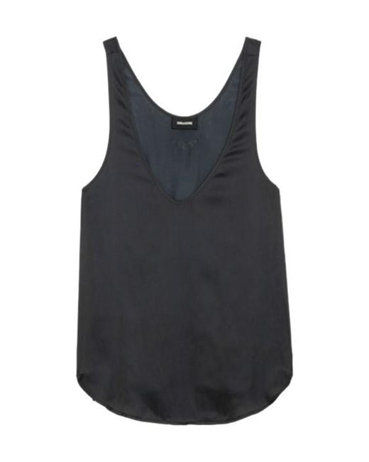 Zadig & Voltaire Black Tarys Satin Top