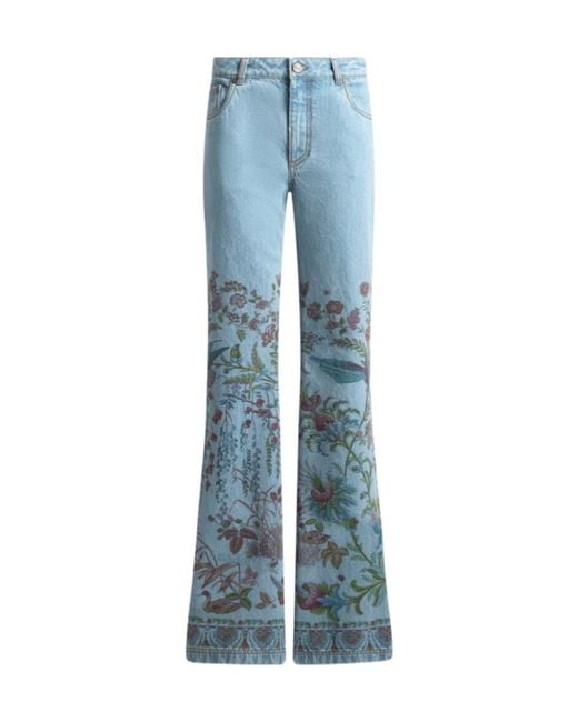 Etro Blue Botanical Flared Jeans