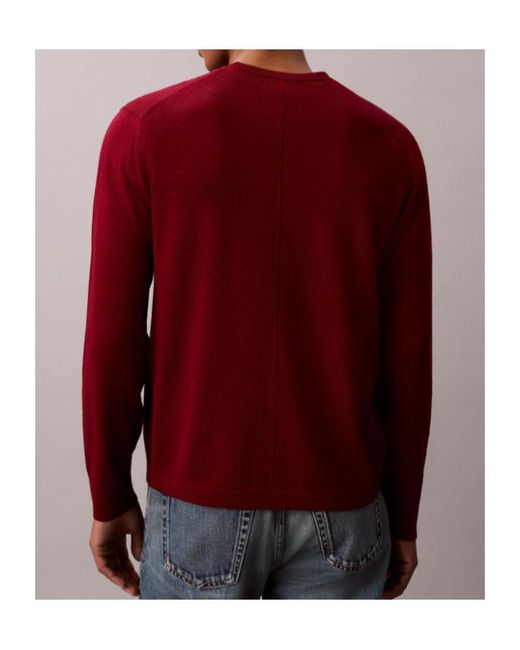 Calvin Klein Red Merino Wool Classic Jumper for men