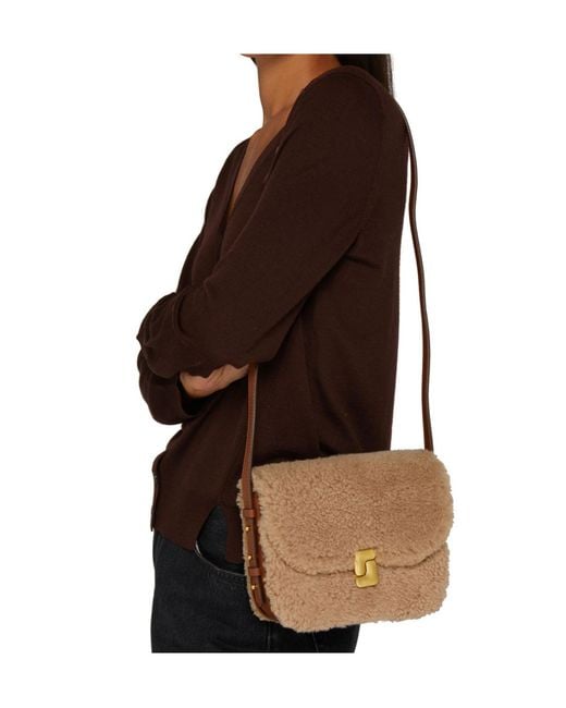 Soeur Brown Flap Shoulder Bag