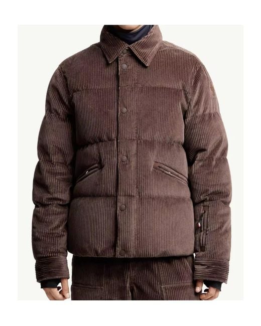Moncler Brown Grenoble Elgon Corduroy Down Ski Jacket for men