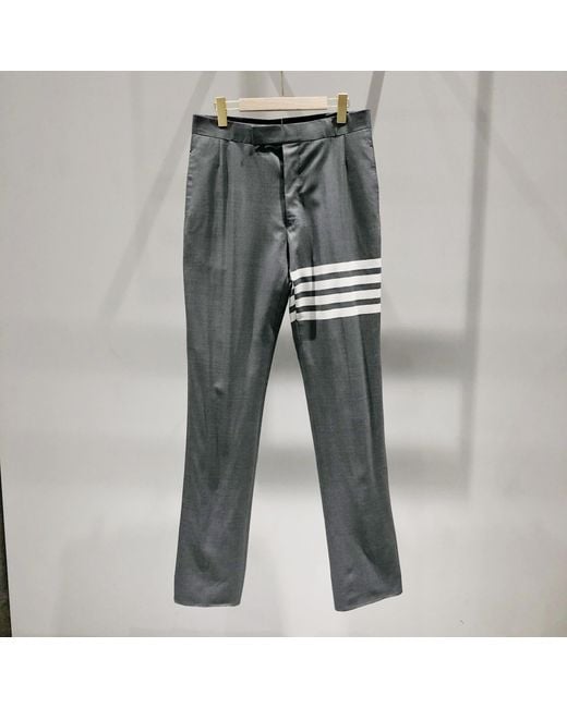 Thom Browne Gray 4-Bar Striped Trousers for men