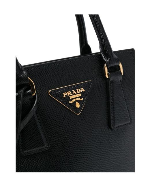 Prada Black Leather Logo Handbag