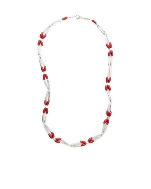 Isabel Marant White Tone Beaded Necklace