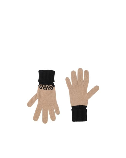 Burberry Natural Two-Tone Lightweight Knitted Gloves