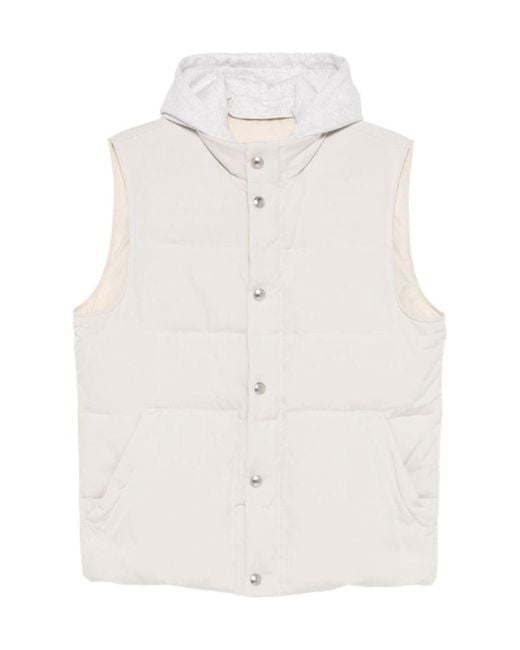 Eleventy White Hooded Vest for men