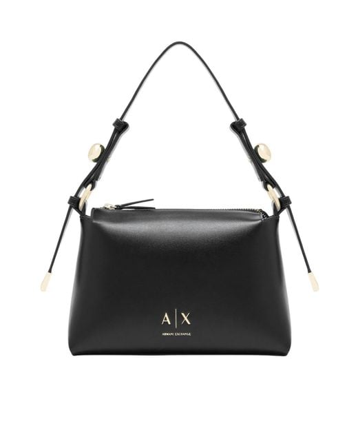ARMANI EXCHANGE Black Logo-Print Shoulder Bag