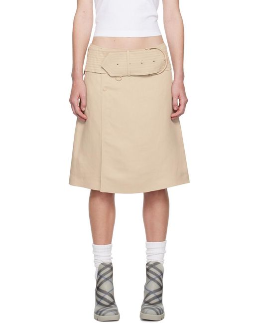 Burberry Natural Belted-Waist Wrap Mini Skirt