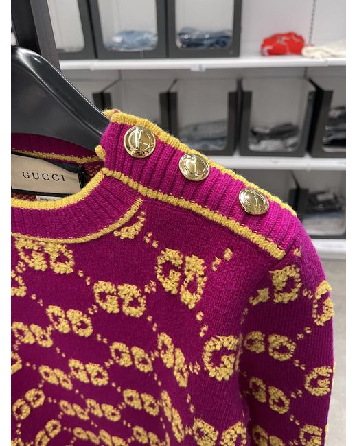 Gucci Red Logo Knitted Wool Sweater