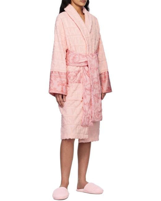Versace Pink I Love Baroque Belted Bathrobe for men