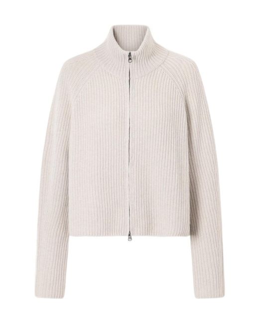 Lisa Yang White Sadie Ribbed Cashmere Cardigan
