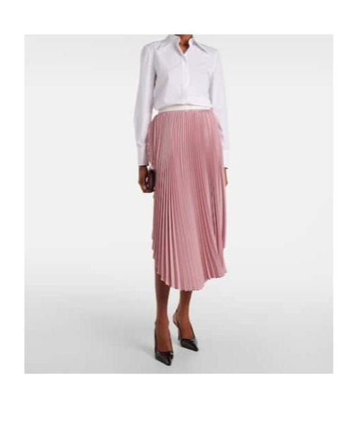 Stella McCartney Pink Leather-Trimmed Plissé Maxi Skirt