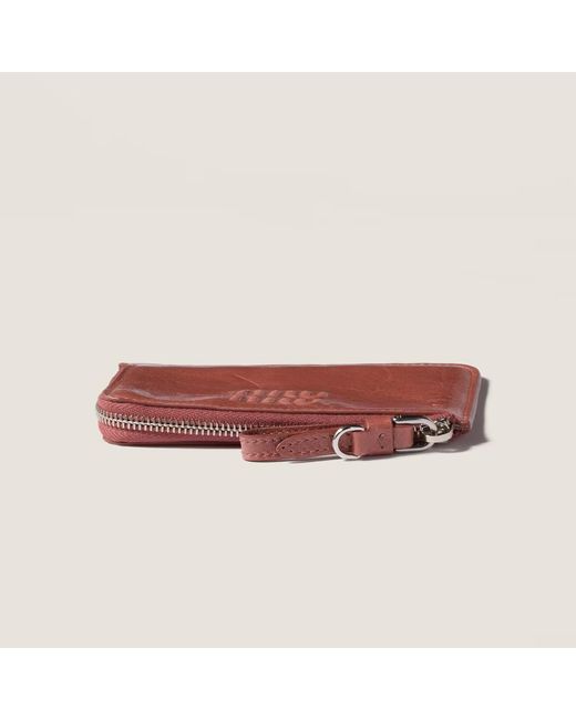 Miu Miu Red Embossed-Logo Leather Card Holder