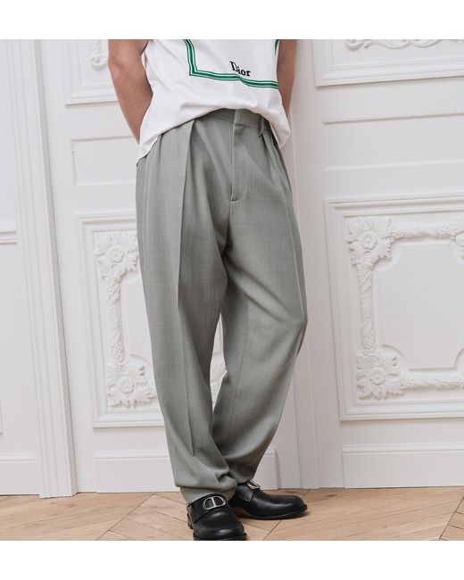 Dior Gray Pleated Tapered Pants for men