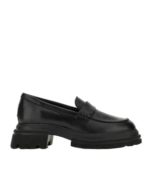 Hogan Black Round Toe Chunky Loafers