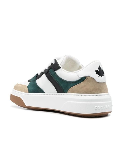 DSquared² White Panelled Lace-Up Sneakers for men