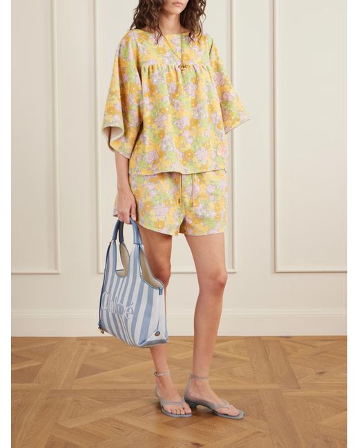 Chloé Natural Lace-Up Shorts