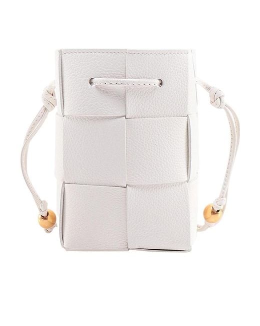 Bottega Veneta White Intreccio Bucket Bag