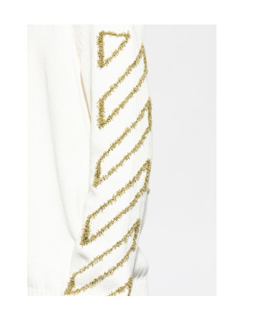 Off-White c/o Virgil Abloh White Diagonal Arrow Fuzzy Crewneck Jumper for men