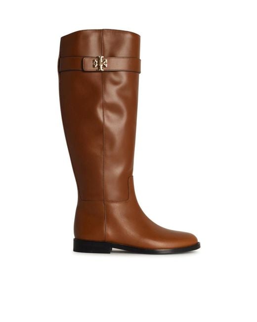 Tory Burch Brown T Lock Riding Boots