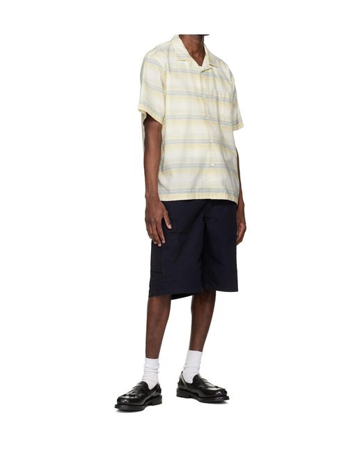 Nanamica White Open Collar Pique Short-Sleeve Shirt for men